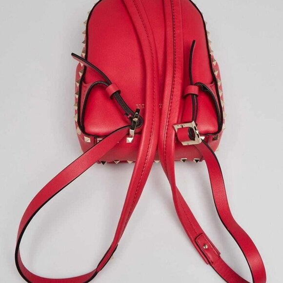 Valentino Red Smooth Leather Rockstud Mini Backpack Bag - Picture 2 of 10